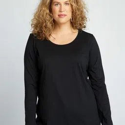 KIABI Scoop Neck Pure Cotton Long Sleeves Regular Fit T-shirt-picture-10