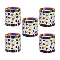 1ST TIME White & Red 5 Pieces Cylindrical Shaped Candle Holders-image-99