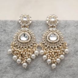 MEIRA JEWELLERY Gold-Plated Artificial Stones Studded & Beaded Contemporary Drop Earrings-picture-43
