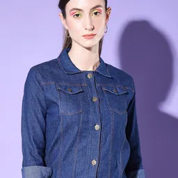 BUY NEW TREND Women Lightweight Denim Jacket with Patchwork-picture-42