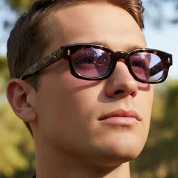 Peter Jones Eyewear Unisex Purple Lens & Brown Square Sunglasses with-picture-24