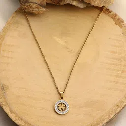 DressBerry Women Gold-Plated Artificial-Stone Studded Charm Pendant With Chain-picture-28