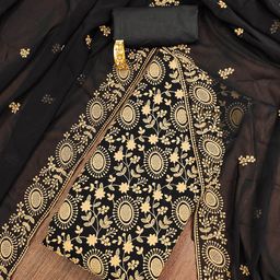 SHADOW & SAINING Embroidered Silk Georgette Unstitched Dress Material-picture-39