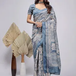 RACHNA Floral Printed Bhagalpuri Ready To Wear Saree image 3