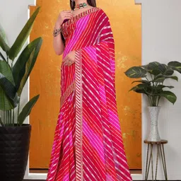 KANOODA Leheriya Pure Georgette Leheriya Saree image 2