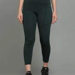 cosvos Women Solid Dark Green Track Pants image 1