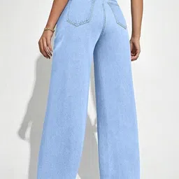 AngelFab Women Straight Fit High-Rise Light Fade Stretchable Jeans image 2