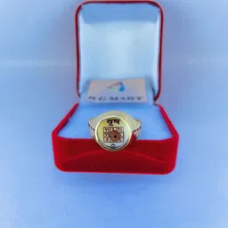 R G MART Unisex Ashtadhatu Vrish Rudraksha Rashi With Para Brass Gold Plated Finger Ring image 3