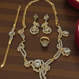 ANIKAS CREATION Gold-Plated American Diamond Studded Jewellery Set-picture-21