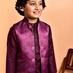 PRINTCULTR Boys Mandarin Collar Kurta with Churidar image 2