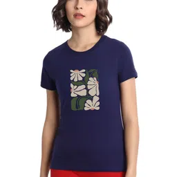 Moda Rapido Women Floral Printed Round Neck Cotton T-shirt-image-40