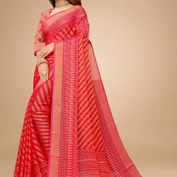 GHAN SALS Leheriya Brasso Mysore Silk Saree With Blouse Piece image 4