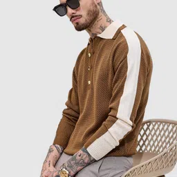 Snitch Men Self Design Polo Collar Slim Fit T-shirt image 4