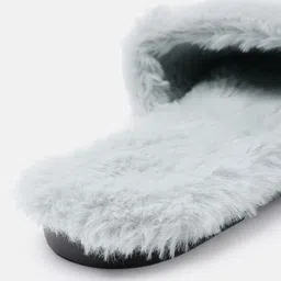 ZORI WORLD Women Embellished Fuzzy Open Toe Flats image 4