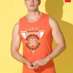 WOOSTRO Pack Of 2 Printed Combed Cotton Gym Vests -VWS26(98 ORANGE)(RUN RED)-picture-15