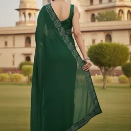 Moda Rapido Ethnic Motifs Embroidered Poly Georgette Designer Saree image 2