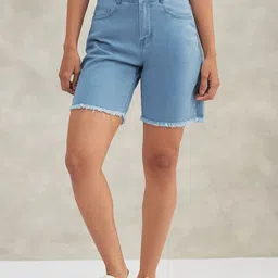 DOLCE CRUDO High-Rise Regular Fit Denim Shorts image 5