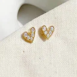 AQUASTREET 14K Gold-Plated Zircon Heart Shaped Studs image 2