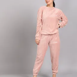 trendverse Women Night Suit Set Pink Solid-picture-10