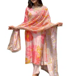 smowkly Women Floral Straight Kurta Set image 5