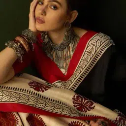 ri-wah Women Printed Bhagalpuri Silk Saree image 5