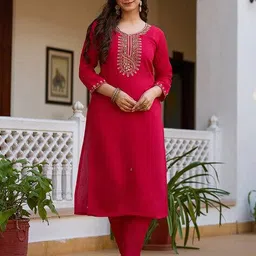 nyrika Women Embroidered Straight Kurta Set image 5