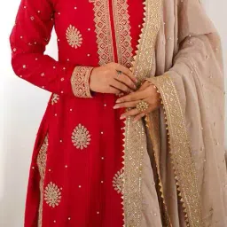 nyrika Women Embellished Straight Kurta with Palazzos & Dupatta image 5