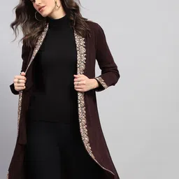 Monte Carlo Women Woollen Floral Printed Longline Cardigan-picture-15