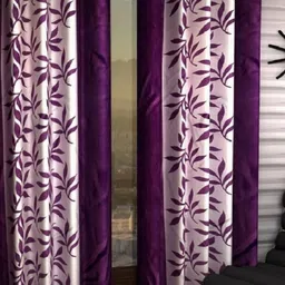BELLA TRUE Purple & White 2 Pieces Floral Printed Window Curtains-image-42