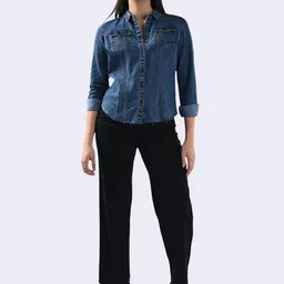 Kraus Jeans Women Washed Denim Jacket with Patchwork image 3