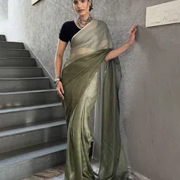 HERE&NOW Striped Pure Chiffon Ready to Wear Saree image 3