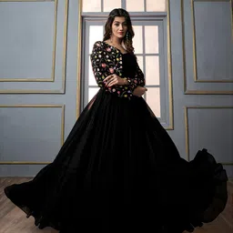 Inddus A-line Maxi Ethnic Dress With Jacket image 4