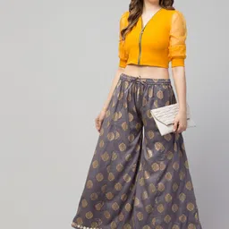 Trend Level Women Ethnic Motifs Printed Flared Knitted Palazzos image 5