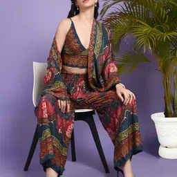 Boholyfe Avani Foil Whisper Top & Palazzo With Shrug Co-Ords image 4