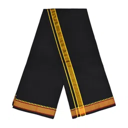 TUNI MANI Men Cotton Padi Pettu Border Dhoti With Towel image 4