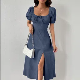 Sugathari Puff Sleeve Fit & Flare Midi Dress image 3