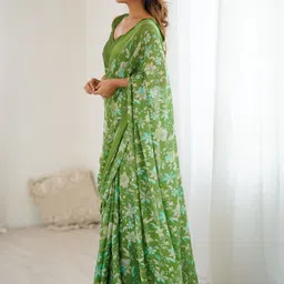 V3 FASHION STUDIO Floral Satin Saree image 5
