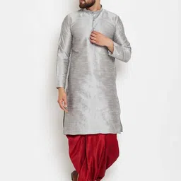 B BEN Men Regular Pure Silk Kurta with Dhoti Pants-picture-29