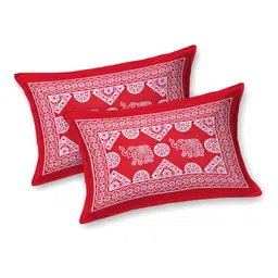 Varde Red & White Ethnic Motifs Cotton 210 TC King Bedsheet With 2 Pillow Covers image 5