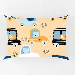 EverHOME Blue & Black Conversational 160 TC Flat Cotton Single Bedsheet with Pillow Cover image 5