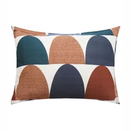 Aura Blue & White Geometric 144 TC 2 Queen Bedsheet with 4 Pillow Covers image 5