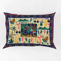 UNIQCHOICE Blue Ethnic Motifs Cotton 120 TC Single Bedsheet & 1 Pillow Cover image 4