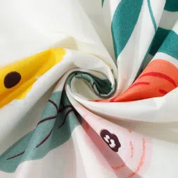 KLOTTHE White & Grey Floral Print 300 TC Fitted Double King Bedsheet With 2 Pillow Covers image 2