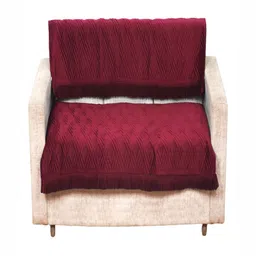 Fashion Throw Maroon Velvet 2 Piece Sofa Cover-image-9