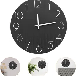 QEZNEF Black Geometric Traditional Analogue Wooden Wall Clock-image-96