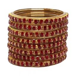Shasmi Maroon Glass Artificial Stones & Beads Bangle-picture-19
