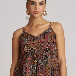 The Cloth Crow Women Ethnic Motifs Printed Crop Peplum Top-picture-10