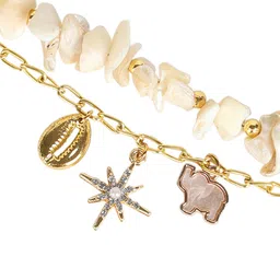 KALAKARI Gold-Plated Mother of Pearls Beaded Wraparound Bracelet image 4