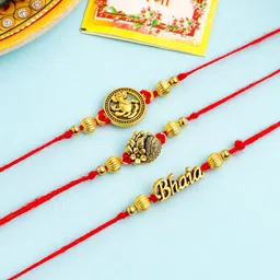 Anouk Pack Of 3 Thread Rakhi with Roli Chawal Chandan & Mishri-picture-45