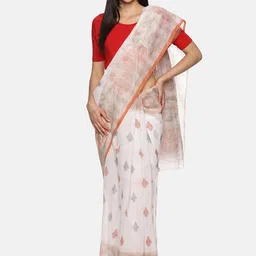 NOT YET by us Printed Round-Neck Short Sleeve Saree Blouse image 5